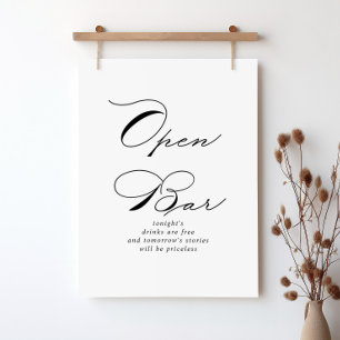 Elegant Modern Calligraphy Wedding Open Bar Sign