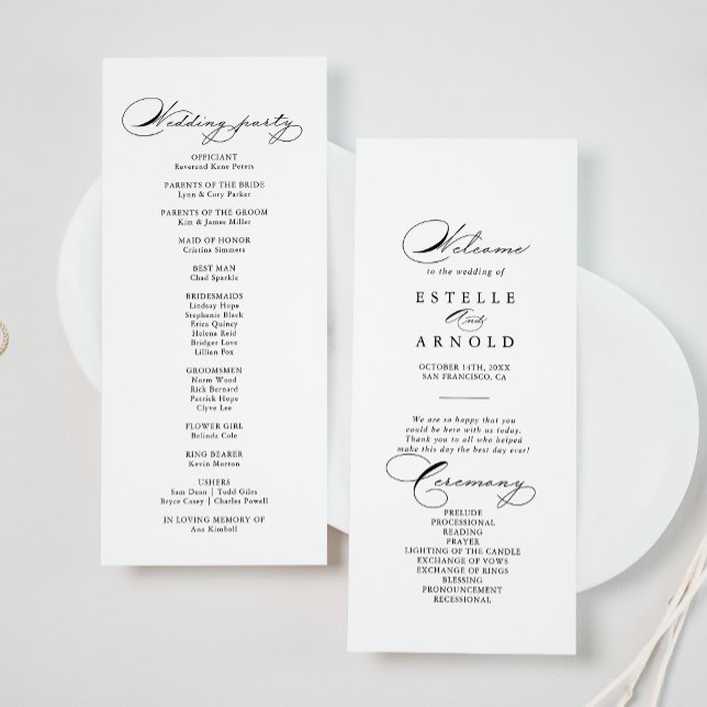 Elegant Modern Calligraphy Wedding Program Programme (Creator Uploaded)