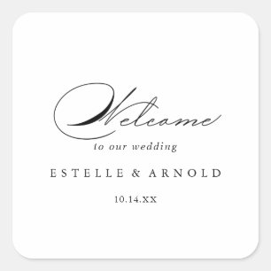 Elegant Modern Calligraphy Wedding Welcome  Square Sticker
