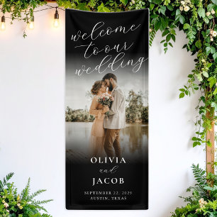 Elegant Modern Calligraphy Welcome Photo Wedding Banner