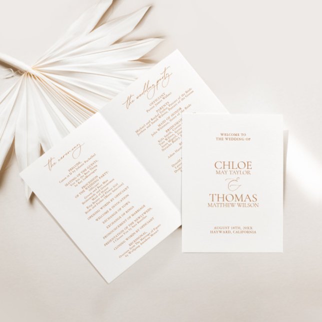 Elegant Modern Calligraphy White Wedding Folder Programme (Creator Uploaded)
