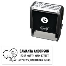 Elegant & Modern Cat & Dog Line Art Address Stamp