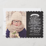 Elegant Modern Chalkboard Christmas Photo Card<br><div class="desc">Elegant, modern Christmas photo card featuring your favourite family photo. Illustrated with white flourishes, swirls and vintage banners on a black chalkboard background. Fancy and stylish, it reads "we wish you a merry Christmas and all the best in 2015" with a modern typography. Send the warmest wishes to family and...</div>
