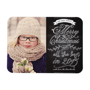 Elegant Modern Chalkboard Christmas Photo Magnet