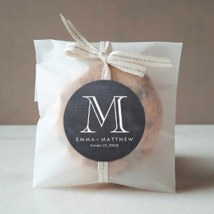 Elegant Modern Chalkboard Monogram Favour Label