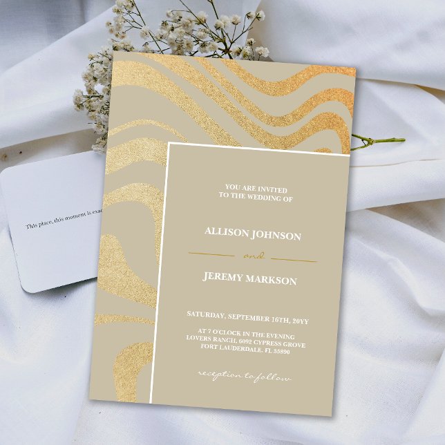 Elegant Modern Champagne Gold Wedding Invitation (Elegant Modern Champagne Gold Wedding Invitation)