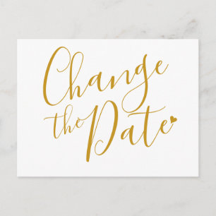 Elegant Modern Change the Date Gold Script Postcard