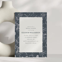 Elegant Modern Charcoal Grey Floral Bridal Shower