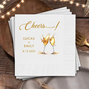 Elegant Modern Cheers Script Glasses Wedding Napkin