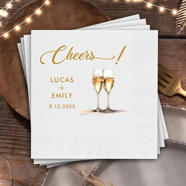 Elegant Modern Cheers Script Glasses Wedding Napkin (Creator Uploaded)