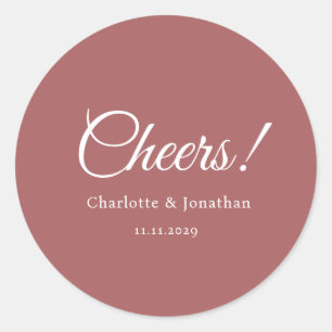 Elegant modern cheers script minimalist wedding classic round sticker