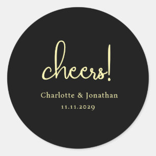 Elegant modern cheers script minimalist wedding classic round sticker