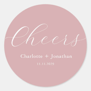 Elegant modern cheers script minimalist wedding classic round sticker