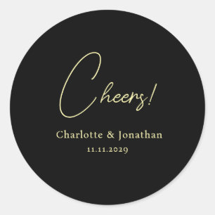 Elegant modern cheers script minimalist wedding classic round sticker