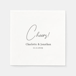 Elegant modern cheers script minimalist wedding napkin