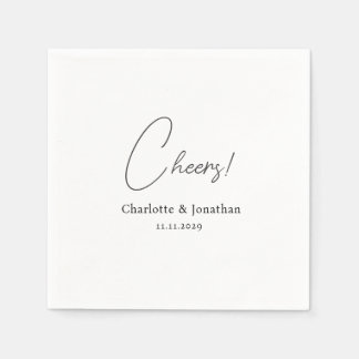 Elegant modern cheers script minimalist wedding napkin