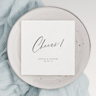 Elegant modern cheers script minimalist wedding napkin