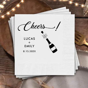 Elegant Modern Cheers Script Minimalist Wedding Napkin