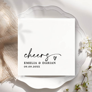Elegant Modern Cheers Script Minimalist Wedding Napkin