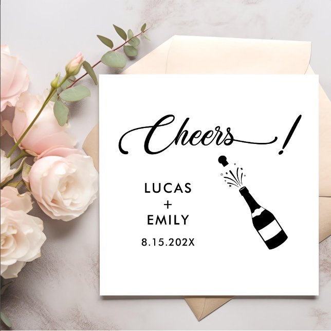 Elegant Modern Cheers Script Minimalist Wedding Napkin (Creator Uploaded)