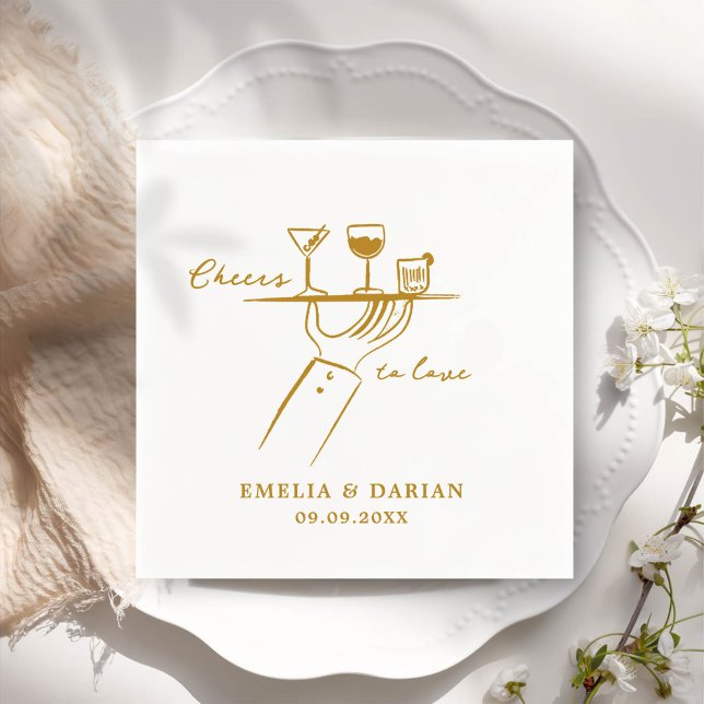 Elegant Modern Cheers to Love Minimalist Wedding N Napkin (Creator Uploaded)