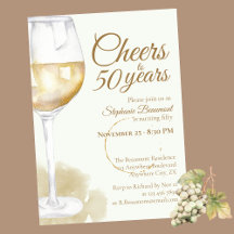 Elegant Modern Cheers White Wine 50th Birthday