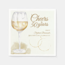Elegant Modern Cheers White Wine 50th Birthday