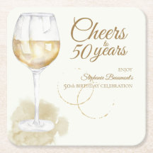 Elegant Modern Cheers White Wine 50th Birthday
