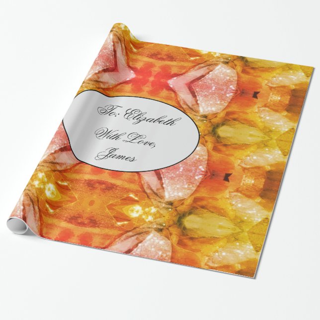 Elegant Modern Chic Abstract Art Pink Orange Wrapping Paper (Unrolled)