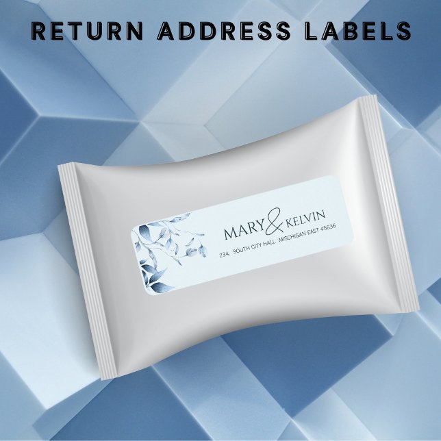  Elegant modern chic blue  wedding return address  (Creator Uploaded)