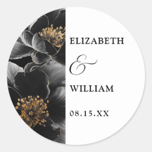 Elegant Modern Chic Botanical Floral Wedding Favou Classic Round Sticker