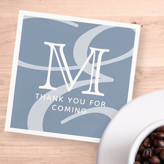 Elegant Modern Chic Double Monogram Thank You Napkin (Creator Uploaded)