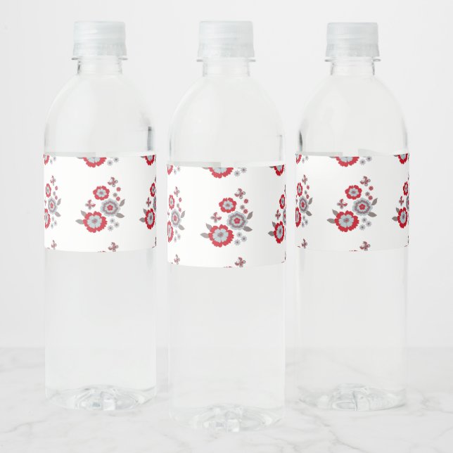 Elegant Modern Chic Flower  Water Bottle Label (Bottles)