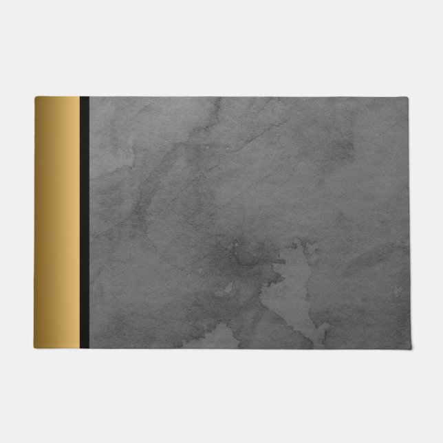 Elegant Modern Chic Grey and Gold Marble Pattern Doormat (Front)