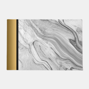 Elegant Modern Chic Grey White Gold Marble Pattern Doormat