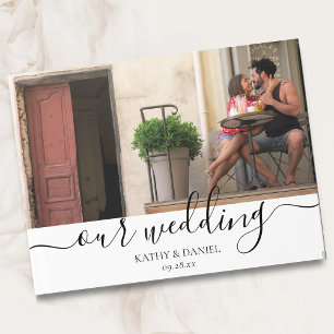 Elegant Modern Chic Handwritten Photo Wedding Guest Book