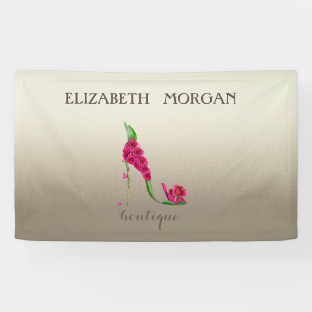 Elegant Modern Chic  ,Luminous,Flowers,High Heel Banner (Horizontal)