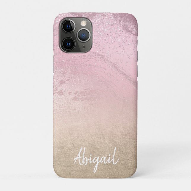 Elegant modern chic ombre rose gold glitter marble Case-Mate iPhone case (Back)