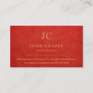 Elegant Modern Chic Red and Gold Business Card
