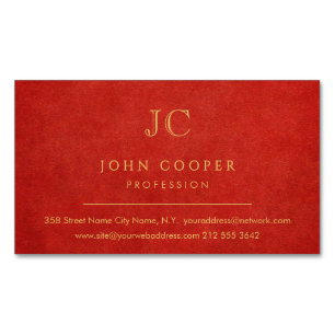 Elegant Modern Chic Red and Gold Magnetic Business Card