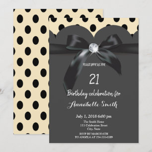 Elegant modern chic ribbon  Birthday Invitation