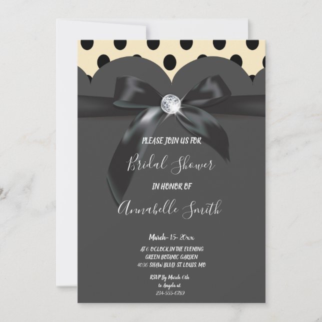 Elegant modern chic ribbon Bridal Shower Invitation (Front)