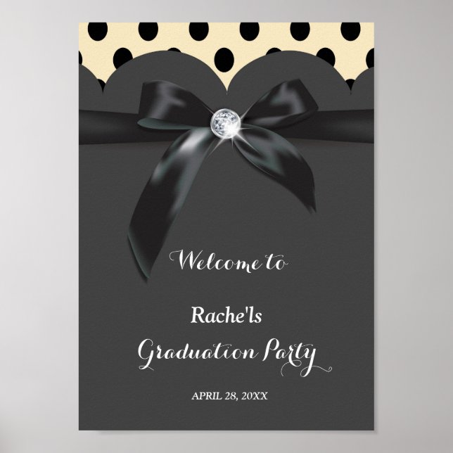 Elegant modern chic ribbon Graduation Poster (Front)