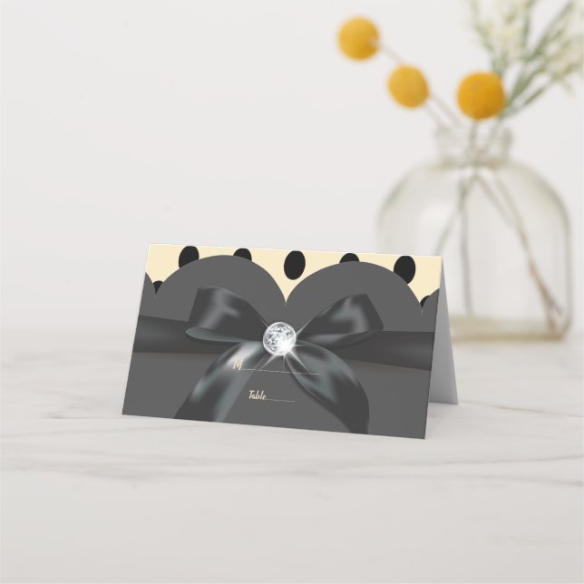 Elegant modern chic ribbon Place Card (Front)