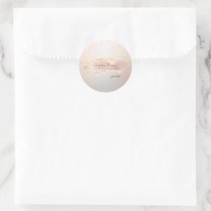Elegant Modern,Chic Rose Gold Brush Stroke Classic Round Sticker