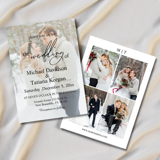 elegant modern chic script 5 photos wedding invitation (Creator Uploaded)