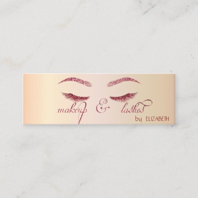 Elegant Modern Chic Shiny, Glitter  Lashes, Makeup Mini Business Card (Front)