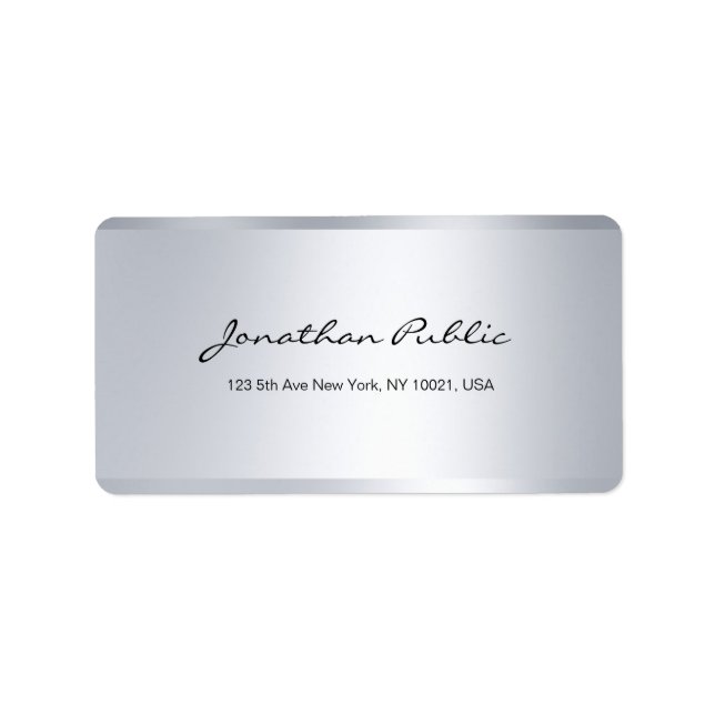 Elegant Modern Chic Simple Silver Hand Script Text Label (Front)