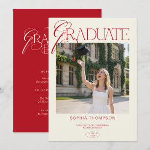 Elegant Modern Chic Typography Photo Graduation Invitation