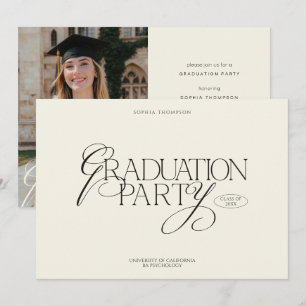 Elegant Modern Chic Typography Photo Graduation Invitation